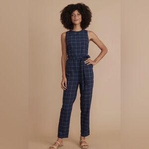 Marine Layer Eliose Sleeveless Navy Window Paneled Jumpsuit